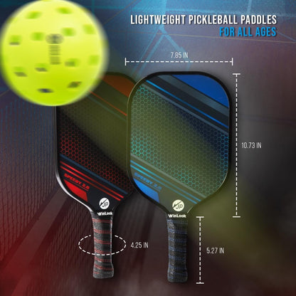 Pickleball Paddles Set – Graphite Carbon Fiber Rackets - Set of 4