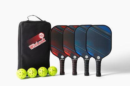 Pickleball Paddles Set – Graphite Carbon Fiber Rackets - Set of 4