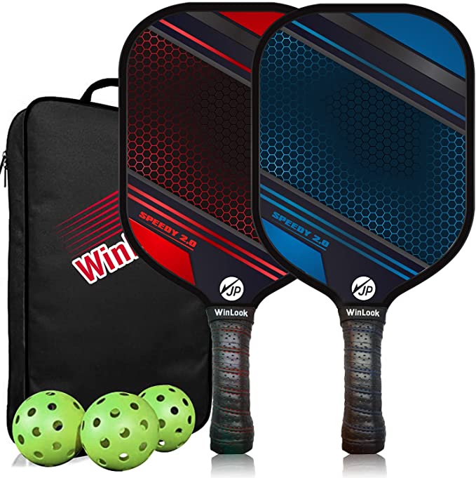 JP WinLook Graphite Pickleball Paddle Set Red and Blue